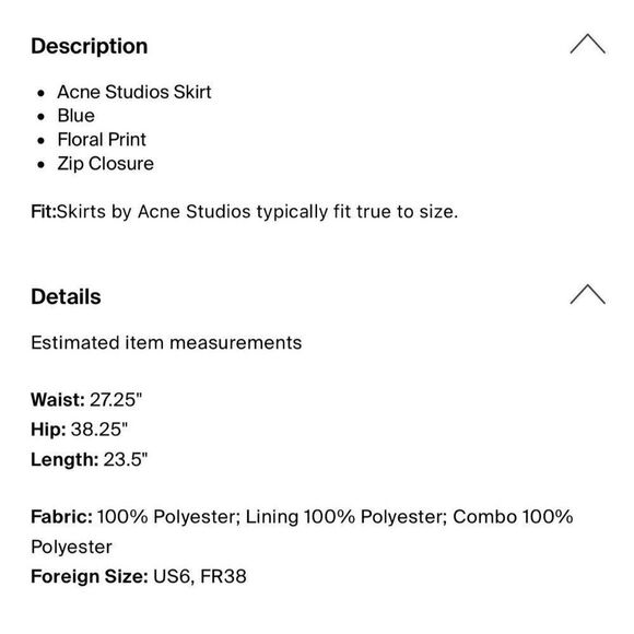 Acne Studios Authentic Hamni Black Floral Knee Length Skirt FR 38 US 6 Small - Picture 4 of 8